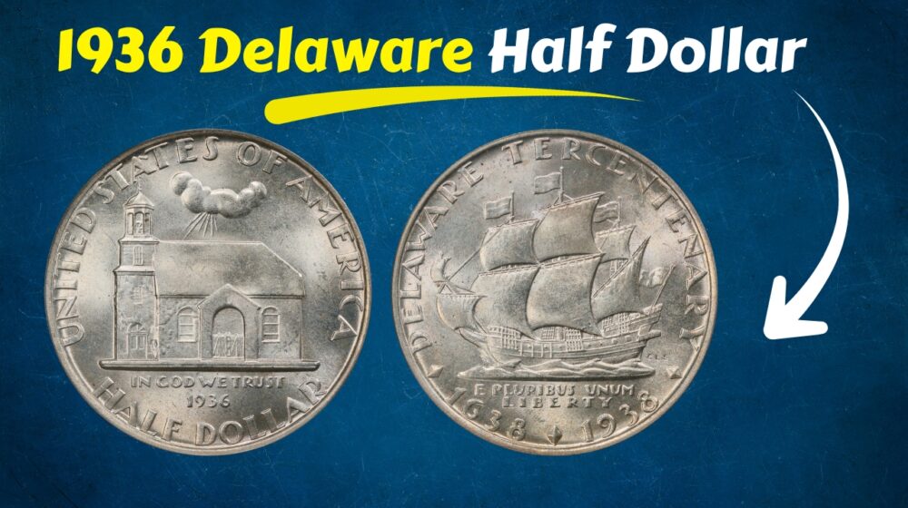 # 1936 Delaware Half Dollar: Rare Three-Date Coin Sells for Record Price ## Introduction Most coins tell their story through a single date. The 1936 Delaware Tercentenary Half Dollar needs three. It carries "1936" on its obverse, yet the Philadelphia Mint didn't actually strike it until 1937 — and its reverse commemorates an anniversary that didn't arrive until 1938. That three-year calendar puzzle alone would make this coin an interesting curiosity, but the full story runs much deeper, weaving together early Swedish colonial settlement, a 17th-century church that still stands today, a sailing ship that crossed the Atlantic twice in numismatic memory, and the feverish speculation that defined America's classic commemorative coin era. In August 2025, one extraordinary example added a new chapter to that story. Heritage Auctions sold a PCGS MS68 Delaware Half Dollar from the Gregg Bingham Collection for $19,200, setting a new auction record for the issue. The sale closed August 28 as part of Heritage's August 26–31 ANA U.S. Coins auction. For a commemorative coin that originally sold to collectors for just $1.75, that price represents a remarkable journey — and a great excuse to unpack the full story behind this unusually layered piece of American numismatic history. --- ## Specifications at a Glance | Category | Detail | |---|---| | **Denomination** | Half Dollar | | **Face Value** | 50 Cents | | **Date on Obverse** | 1936 | | **Actual Year Struck** | 1937 | | **Anniversary Dates on Reverse** | 1638–1938 | | **Mint** | Philadelphia | | **Mintmark** | None | | **Designer** | Carl L. Schmitz | | **Composition** | 90% silver, 10% copper | | **Weight** | 12.50 grams | | **Diameter** | 30.60 mm | | **Actual Silver Weight** | Approximately 0.3617 troy ounce | | **Edge** | Reeded | | **Total Struck** | 25,015, including 15 assay pieces | | **Coins Returned and Melted** | 4,022 | | **Coins Distributed to Collectors** | 20,978 | | **Standard Net Mintage (PCGS/references)** | 20,993 | | **Original Issue Price** | $1.75 | | **PCGS Number** | 9301 | | **Obverse Design** | Old Swedes Church | | **Reverse Design** | Kalmar Nyckel (ship) | | **PCGS Survival Estimate** | Approximately 17,000 in all grades | | **Auction Record** | $19,200, PCGS MS68, Heritage Auctions, August 2025 | | **Prior Auction Record** | $18,400, PCGS MS67 CAC, Heritage Auctions, January 2012 | --- ## How the Auction Unfolded Because this record-setting sale has already taken place, there's no active order window to describe — but the sale itself, along with the coin's original 1937 distribution, offers useful context for collectors: - **Auction house:** Heritage Auctions. - **Event:** The August 26–31, 2026 ANA U.S. Coins Signature Auction (with the individual lot sale recorded on August 28; PCGS records the transaction under the auction's August 31 closing date). - **Provenance:** The Gregg Bingham Collection. - **Grade:** PCGS MS68 — at the time of sale, Heritage reported only two PCGS examples graded MS68+ and none numerically finer. - **Result:** $19,200, establishing a new PCGS-recognized auction record for the issue, surpassing the previous $18,400 record set by a PCGS MS67 CAC example in January 2012. For collectors interested in acquiring a Delaware Half Dollar today, the path runs through major auction houses like Heritage Auctions and Stack's Bowers, along with dealers specializing in classic U.S. commemorative coinage. Given the coin's relatively healthy survival population — PCGS estimates roughly 17,000 surviving examples across all grades — collectors at more modest budget levels have considerably more options than they would with a true numismatic rarity, while top-population coins like this MS68 example remain genuinely difficult to find. --- ## Historical Background ### 1936: The Peak of America's Commemorative Boom The Delaware Half Dollar emerged during the most feverish stretch of America's classic commemorative coin era. The 1936 commemorative calendar alone included roughly 21 distinct issues — a figure that doesn't even account for every mintmark combination or special presentation piece — as Congress approved coins honoring cities, states, anniversaries, battles, expositions, and historical milestones. Collectors of the era faced a genuine flood of new releases. Delaware's coin stood out for a specific reason: it honored one of the nation's smallest states, and the one that would earn the nickname "The First State" by becoming the first to ratify the U.S. Constitution in 1787. Yet the story the coin actually tells begins nearly 150 years before American independence. ### The Voyage That Created New Sweden In late 1637, the New Sweden Company dispatched an expedition across the Atlantic aboard two vessels: the Kalmar Nyckel and the Fogel Grip. Under Peter Minuit's leadership, the expedition reached the Christina River in March 1638, where Swedish and Finnish settlers established Fort Christina near present-day Wilmington — the first permanent European settlement in what is now Delaware, and the center of the colony that became known as New Sweden. Control of the region shifted repeatedly in the decades that followed. The Dutch established Fort Casimir near present-day New Castle in 1651; New Sweden seized that outpost in 1654; the Dutch conquered New Sweden the following year in response; and England took control of the region in 1664. The Duke of York later transferred the Three Lower Counties on the Delaware to William Penn, and Delaware remained politically connected to Pennsylvania for much of the colonial era, even as it developed its own separate assembly. That layered colonial history — passing through Swedish, Dutch, and English rule before American independence — gave designer Carl L. Schmitz two rich subjects to work with. ### Old Swedes Church: An Obverse Rooted in 1699 Schmitz placed Holy Trinity Church, widely known as Old Swedes Church, at the center of the coin's obverse. Swedish and Finnish settlers built the Wilmington church between 1698 and 1699, and Reverend Eric Björk consecrated the completed building on June 4, 1699. Remarkably, the original structure still stands today, and the National Park Service recognizes it as one of America's oldest church buildings still serving as an active place of worship — a more carefully qualified description than the "oldest Protestant church still in active worship" claim that appears in some older numismatic literature. Schmitz rendered the church with a broad roof and simple architectural lines, a design choice that later created a practical challenge for collectors: those large, flat surfaces make even small contact marks unusually easy to spot. ### The Kalmar Nyckel: A Reverse Rooted in 1638 For the reverse, Schmitz turned to the ship that carried the original 1638 expedition across the Atlantic. A full-sailed Kalmar Nyckel dominates the design — its name translating to "Key of Kalmar," a reference to the Swedish city of Kalmar. Below the ship, Schmitz placed the dates "1638-1938," marking the coin's actual tercentenary anniversary. Three small diamonds also appear in the design, referencing Delaware's "Diamond State" nickname and its three counties: New Castle, Kent, and Sussex. Between the obverse's "1936," the reverse's "1638-1938," and the coin's actual 1937 production, a single Delaware Half Dollar manages to reference three entirely different years — an unusually entertaining chronology even by the standards of a commemorative series known for calendar quirks. ### A $500 Design Contest Rather than simply commissioning a well-known sculptor, the Delaware Swedish Tercentenary Commission opened a design competition. According to congressional records from 1938, artists submitted 40 designs, with the winning artist receiving a $500 prize. Mint Chief Engraver John R. Sinnock and sculptor Dr. R. Tait McKenzie both took part in the professional review process, and the commission ultimately selected Carl L. Schmitz, a French-born artist of German-American background whose Delaware design became his best-known numismatic work. McKenzie brought an unusually varied résumé to the judging table. The Canadian-born physician became an important pioneer in physical education and rehabilitation medicine, while also building a significant second career as a sculptor — his body of work, estimated at roughly 200 pieces, includes the well-known statue of a young Benjamin Franklin at the University of Pennsylvania, where he taught. The Delaware design competition thus brought together Mint expertise, fine-art judgment, and local historical interest in a single review process. Interestingly, early commission materials treated the ship side of the coin as the obverse, but U.S. Mint records ultimately established the church side as the official obverse — the convention collectors follow today. ### Congress Tightens the Rules The Delaware legislation arrived amid growing concern in Congress about how commemorative coin sponsors marketed their issues. Earlier programs had sometimes exploited multiple mints, multiple dates, and artificially small releases, forcing collectors to buy numerous varieties just to complete a set. In response, Congress began attaching real safeguards to new commemorative authorizations. For Delaware, the law required a single special design, production at a single Mint, and a fixed "1936" date regardless of when the coins were actually struck. The commission was also given only one year after enactment to request coins. It's worth correcting a commonly repeated detail here: Congress did not cap the Delaware Half Dollar at a maximum of 25,000 pieces. The May 15, 1936, resolution actually called for "not less than twenty-five thousand" coins, with requests required in batches of at least 25,000 — meaning 25,000 functioned as a minimum order, not a ceiling. It's also worth noting that Delaware did not share a single authorizing law with the Bridgeport and Wisconsin commemoratives approved the same day; each program operated under its own separate act or resolution, with Delaware specifically governed by Public Resolution No. 91. ### Production, Sales, and Melting The Philadelphia Mint struck 25,015 Delaware Half Dollars in March 1937, a total that included 15 pieces set aside for assay purposes. The Delaware Swedish Tercentenary Commission offered the coins for sale through the Equitable Trust Company of Wilmington at $1.75 each, including postage. Demand, however, didn't absorb the full production run. Collectors ultimately purchased 20,978 coins, and the commission returned the remaining 4,022 unsold pieces to the U.S. Mint, which melted them. This creates two commonly cited but distinct figures: the collector distribution total of 20,978, and the standard net mintage of 20,993 that PCGS and other references use, which adds the 15 assay pieces back into the count of coins that escaped melting. Both numbers are accurate — they simply describe different things. --- ## Description of the Obverse and Reverse ### Obverse Carl Schmitz's obverse centers on Old Swedes Church, rendered with a broad roof and clean, simple architectural lines that give the building a solid, grounded presence on the coin. The date "1936" appears below the church — the date Congress mandated for the coin regardless of its actual 1937 production. Because of the church's large, flat surfaces, even minor contact marks tend to stand out clearly, making surface preservation an especially important factor when evaluating an individual coin's condition. ### Reverse The reverse presents a full-sailed Kalmar Nyckel in dramatic profile, commemorating the ship that carried the original 1638 New Sweden expedition across the Atlantic. Below the vessel, the dates "1638-1938" mark the actual tercentenary anniversary the coin was created to honor. Three small diamonds appear within the design, referencing Delaware's "Diamond State" nickname and its three founding counties. As with the obverse, the reverse's broad sail surfaces are prone to showing contact marks, making clean, well-preserved sails a key factor collectors look for in top-grade examples. ### Edge The coin has a reeded edge, consistent with standard half dollar production of the era. --- ## Notable Auction History and Market Notes - **PCGS MS68, Gregg Bingham Collection** — Sold by Heritage Auctions on August 28, 2025, for $19,200, the current PCGS-recognized auction record. Heritage described brilliant centers beneath light champagne color on the obverse, with amber, plum, and emerald peripheral toning, while the reverse showed softer gold coloration. At the time of sale, only two PCGS examples were graded MS68+, with none numerically finer. - **PCGS MS67 CAC** — Sold by Heritage Auctions in January 2012 for $18,400, the previous auction record for the issue. Collectors should treat older population and pricing figures with appropriate caution. When CoinWeek examined the issue in 2020, PCGS reported 43 pieces at MS67+, five at MS68, and one at MS68+ — figures that represented only a snapshot at that time, since subsequent submissions and regrades continue to shift the census. Similarly, 2020-era pricing (with MS64 and MS65 coins often trading under $300, and MS67 examples commonly near $700) reflects that period's market conditions rather than a fixed present-day benchmark. ### A Possible Matte Proof Mystery Commemorative-coin specialist Anthony Swiatek has suggested that a small number of Proof Delaware Half Dollars could exist, and speculated that any genuine examples would likely show a Matte Proof finish. However, no confirmed Proof population has been established through research to date, and PCGS continues to catalog the standard Delaware issue strictly as a regular strike. Collectors should treat the Matte Proof possibility as an intriguing but currently unconfirmed avenue of ongoing research. ### Sweden's Companion Coin The United States wasn't alone in commemorating New Sweden's founding. Sweden issued its own special 2 Kronor coin in 1938 for the same 300th anniversary, featuring King Gustaf V on the obverse and the Kalmar Nyckel sailing beneath a royal crown between the dates 1638 and 1938 on the reverse — with Latin inscriptions notable enough that Sweden's Riksbank has noted Swedish coinage hadn't used Latin since the reign of Gustav III. Artist and Royal Mint engraver Erik Lindberg designed, modeled, and engraved the coin, and the Royal Mint in Stockholm produced 508,815 examples in .800 fine silver, each weighing 15 grams and measuring 31 millimeters. Together, the American and Swedish coins offer a fascinating look at how two countries used the same ship to commemorate one shared transatlantic story. --- ## Why This Matters for Collectors - **It doesn't need extreme rarity to tell a compelling story.** With a healthy PCGS survival estimate of roughly 17,000 coins across all grades, the Delaware Half Dollar's appeal comes from its layered history rather than scarcity alone. - **Its three-date puzzle is genuinely unusual.** Few American commemoratives ask collectors to hold 1936, 1937, and 1938 as equally important to a single coin's story. - **The design pairs local and international history in one piece.** A 17th-century Wilmington church and a 1638 transatlantic voyage share space on a coin created through a public design competition rather than a single commissioned artist. - **Top-grade examples remain genuinely scarce despite the healthy overall population.** With only two PCGS MS68+ examples reported at the time of the record sale and none numerically finer, the top of this issue's condition census is far more exclusive than its overall survival numbers might suggest. - **The August 2025 record demonstrates real market strength at the top end.** A jump from an $18,400 record set in 2012 to $19,200 in 2025 reflects sustained, serious collector interest in elite examples of this issue. --- ## Quick-Reference Buying Guide 1. **Decide what grade level fits your budget and goals.** With coins available from affordable circulated and lower Mint State grades up to museum-quality MS68 examples, this issue offers meaningful options across a wide price range. 2. **Examine the church roof and ship's sails closely.** These broad, flat design areas are especially prone to showing contact marks, so surface quality here matters significantly for grade and eye appeal. 3. **Pay attention to toning and luster.** Look for attractive semi-Prooflike character or appealing original color, and be cautious of uneven or blotchy toning that can reduce a coin's desirability despite a strong technical grade. 4. **Check current PCGS population data before buying.** Population figures shift over time due to new submissions and resubmissions, so always confirm current numbers rather than relying on older published figures. 5. **Research recent auction results for context.** The $19,200 result for the Gregg Bingham MS68 and the earlier $18,400 record for a PCGS MS67 CAC example offer useful benchmarks for top-tier coins. 6. **Buy from major auction houses or reputable commemorative-coin dealers.** Firms like Heritage Auctions and Stack's Bowers regularly handle this issue and provide detailed, verifiable lot descriptions. 7. **Consider CAC approval for upper-grade coins.** As with many classic commemoratives, CAC verification adds a useful layer of quality confirmation as you move into MS67 and higher grades. 1936 Delaware Half Dollar: Rare Three-Date Coin Sells for Record Price
