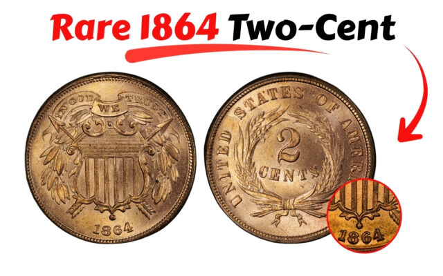 Rare 1864 Two-Cent FS-1901 Coin With Indian Cent Overstrike